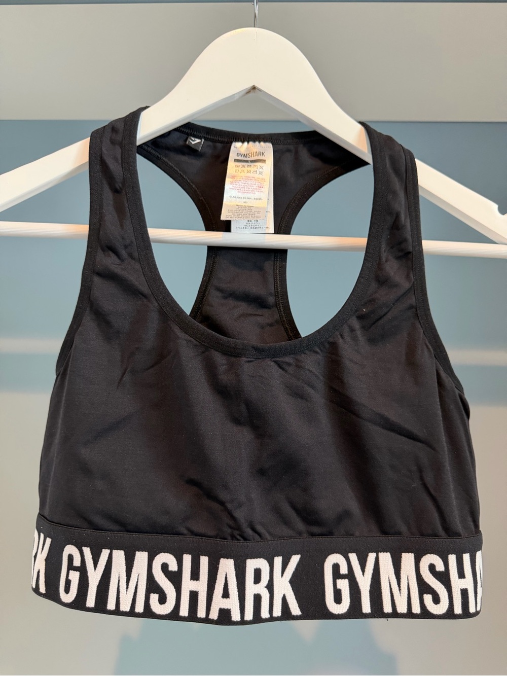 Gymshark Black Logo Sports Bra. Black. Size large. No pads. Great condition!